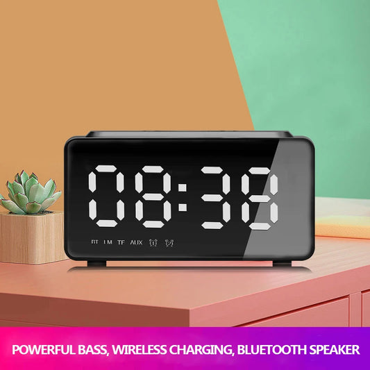 Digital Alarm Clock Bluetooth Speaker FM Radio Wireless Charger Phone