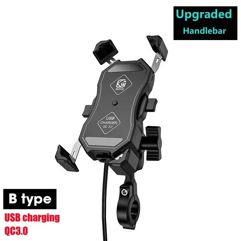 2022 Upgraded Motorcycle Phone Holder 15W Wireless Charger