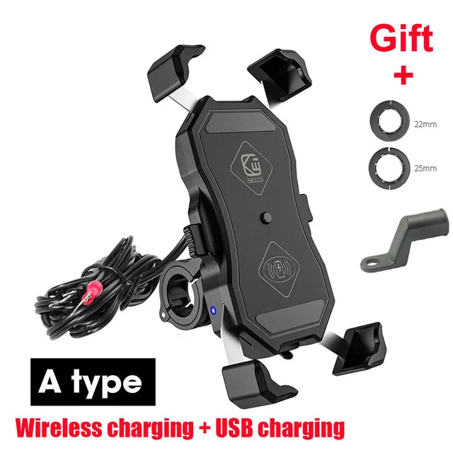 2022 Upgraded Motorcycle Phone Holder 15W Wireless Charger