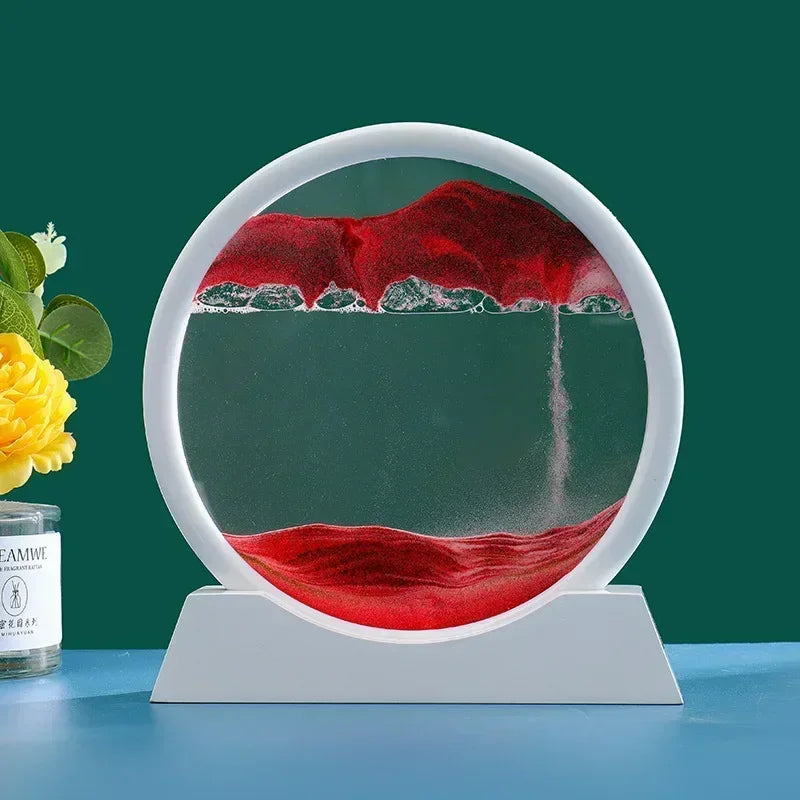 3D Moving Sand Art Picture Round Glass Deep Sea Sandscape Hourglass