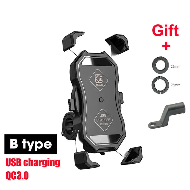 2022 Upgraded Motorcycle Phone Holder 15W Wireless Charger