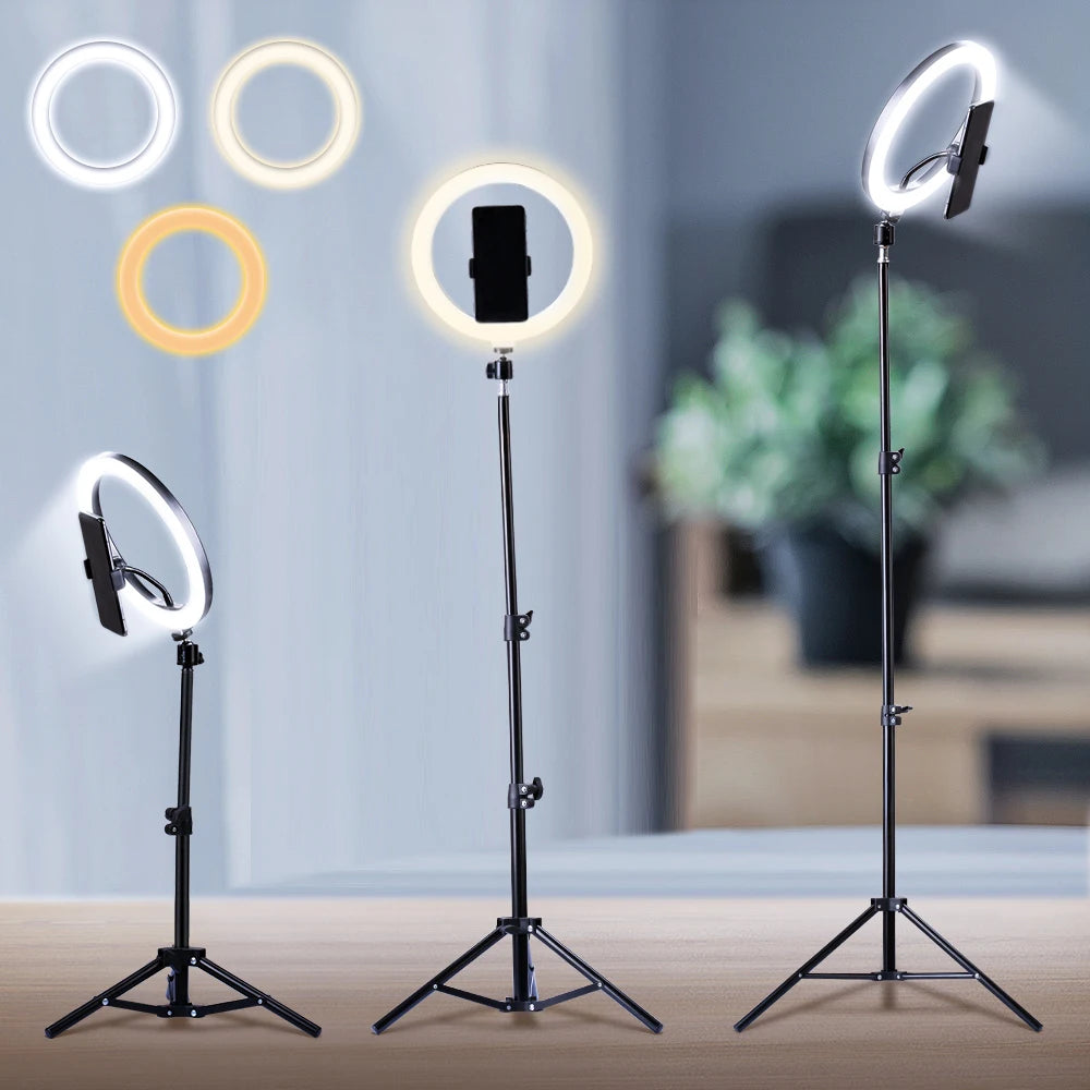 10" 26cm LED Ring Light Selfie Photography Video Light With Mobile