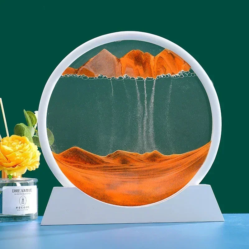 3D Moving Sand Art Picture Round Glass Deep Sea Sandscape Hourglass