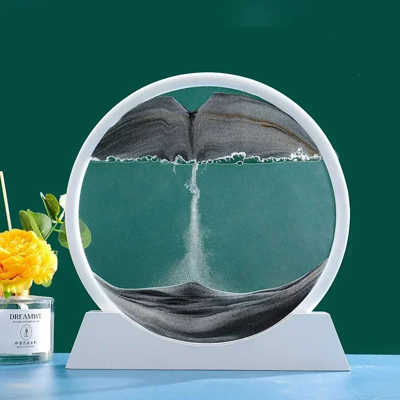 3D Moving Sand Art Picture Round Glass Deep Sea Sandscape Hourglass