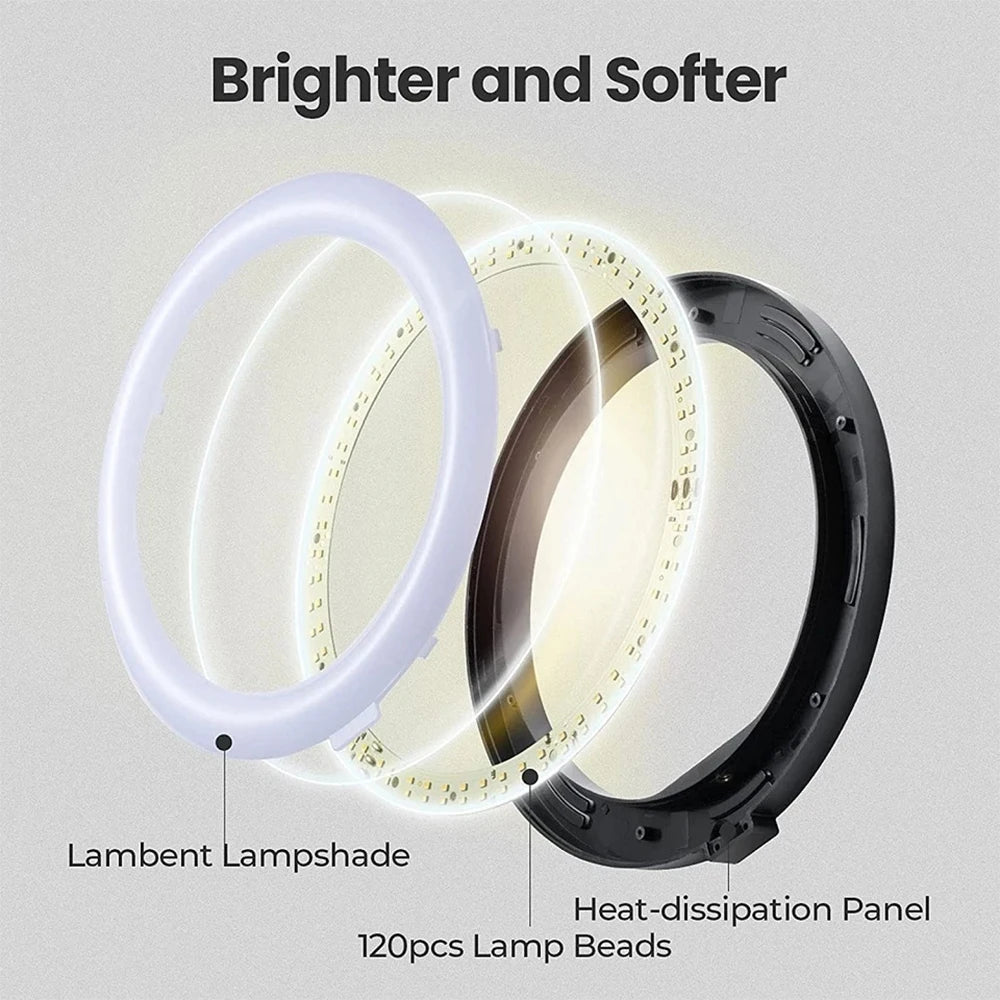 10" 26cm LED Ring Light Selfie Photography Video Light With Mobile