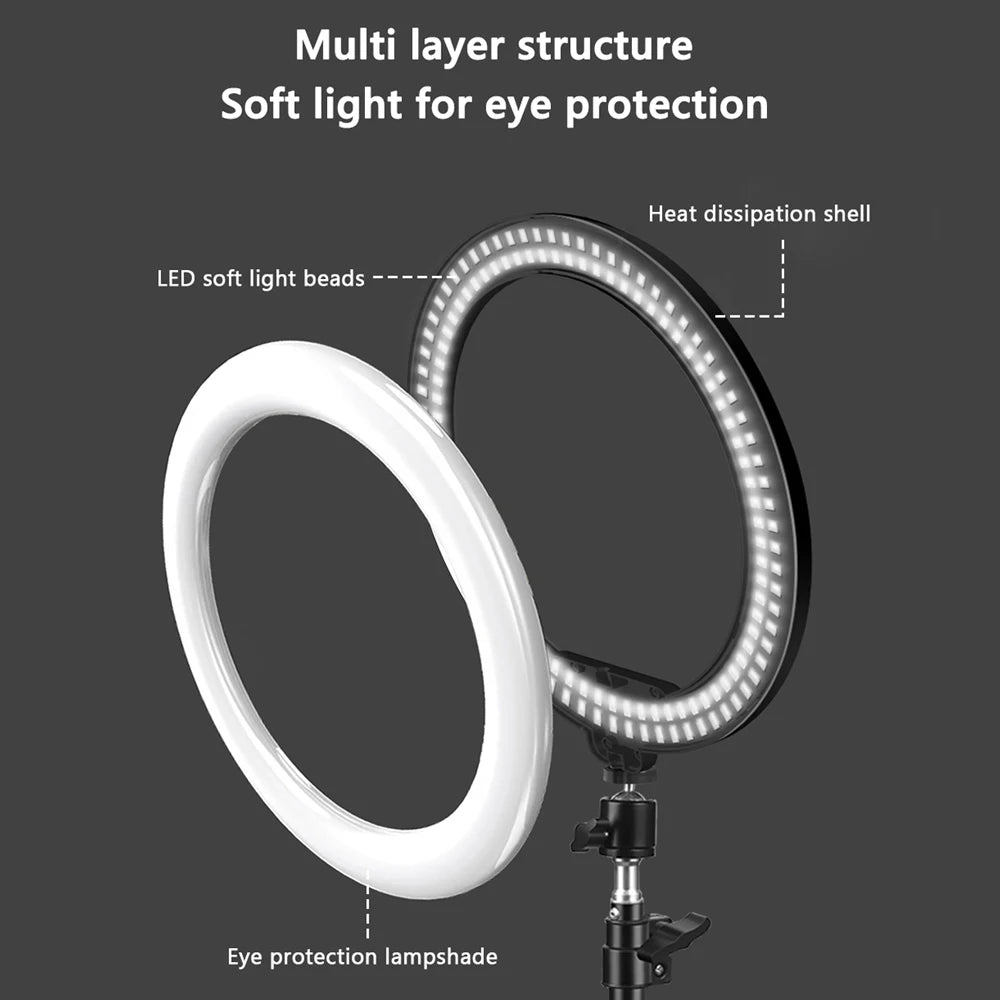 10" 26cm LED Ring Light Selfie Photography Video Light With Mobile