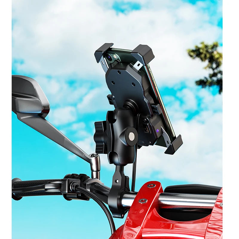 2022 Upgraded Motorcycle Phone Holder 15W Wireless Charger