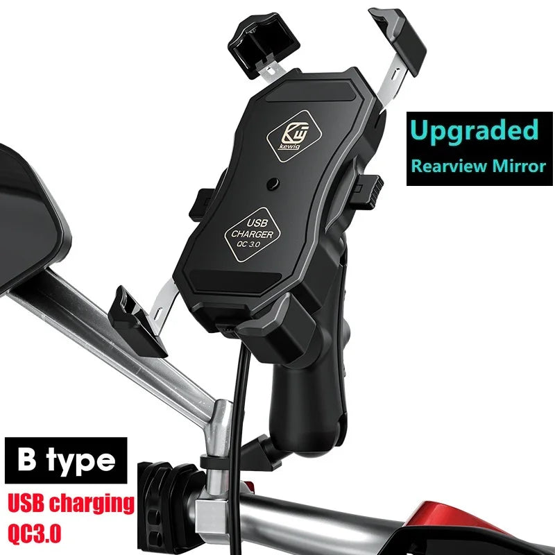 2022 Upgraded Motorcycle Phone Holder 15W Wireless Charger